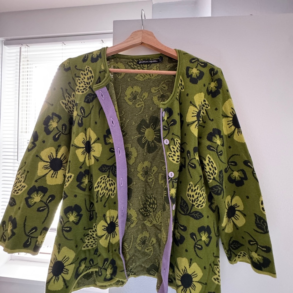 Gudrun sjoden green flower sweater